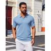 COOFANDY Mens Polo Shirts Short Sleeve Casual Knit Polo Shirt Vintage Golf T Shirts Old Money Tops(Blue)