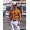 COOFANDY Mens Polo Shirts Short Sleeve Casual Knit Polo Shirt Vintage Golf T Shirts Old Money Tops(Brown)