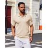 COOFANDY Mens Polo Shirts Short Sleeve Casual Knit Polo Shirt Vintage Golf T Shirts Old Money Tops(Champagne)