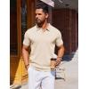 COOFANDY Mens Polo Shirts Short Sleeve Casual Knit Polo Shirt Vintage Golf T Shirts Old Money Tops(Champagne)