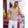 COOFANDY Mens Polo Shirts Short Sleeve Casual Knit Polo Shirt Vintage Golf T Shirts Old Money Tops(Khaki)
