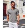 COOFANDY Mens Polo Shirts Short Sleeve Casual Knit Polo Shirt Vintage Golf T Shirts Old Money Tops(Light Grey)