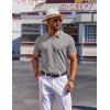 COOFANDY Mens Polo Shirts Short Sleeve Casual Knit Polo Shirt Vintage Golf T Shirts Old Money Tops(Light Grey)