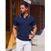 COOFANDY Mens Polo Shirts Short Sleeve Casual Knit Polo Shirt Vintage Golf T Shirts Old Money Tops(Navy Blue)