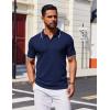 COOFANDY Mens Polo Shirts Short Sleeve Casual Knit Polo Shirt Vintage Golf T Shirts Old Money Tops(Navy Blue)