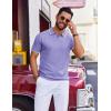 COOFANDY Mens Polo Shirts Short Sleeve Casual Knit Polo Shirt Vintage Golf T Shirts Old Money Tops(Purple)