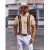 COOFANDY Mens Polo Shirts Short Sleeve Casual Knit Polo Shirt Vintage Golf T Shirts Old Money Tops(White & Brown)
