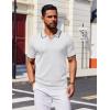 COOFANDY Mens Polo Shirts Short Sleeve Casual Knit Polo Shirt Vintage Golf T Shirts Old Money Tops(White)