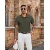 COOFANDY Men’s Polo Shirts Short Sleeve Classic Fit Golf Shirts Casual Solid Waffle Collared T Shirt(Army Green)