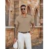 COOFANDY Men’s Polo Shirts Short Sleeve Classic Fit Golf Shirts Casual Solid Waffle Collared T Shirt(Khaki)