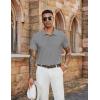 COOFANDY Men’s Polo Shirts Short Sleeve Classic Fit Golf Shirts Casual Solid Waffle Collared T Shirt(Light Gray)