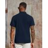COOFANDY Men’s Polo Shirts Short Sleeve Classic Fit Golf Shirts Casual Solid Waffle Collared T Shirt(Navy Blue)