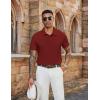 COOFANDY Men’s Polo Shirts Short Sleeve Classic Fit Golf Shirts Casual Solid Waffle Collared T Shirt(Wine Red)