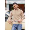 COOFANDY Men’s Quarter Button Sweater Lightweight Mock Neck Pullover Sweater Fashion Casual Knitted Waffle Henley Sweater(Apricot)