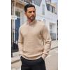 COOFANDY Men’s Quarter Button Sweater Lightweight Mock Neck Pullover Sweater Fashion Casual Knitted Waffle Henley Sweater(Apricot)