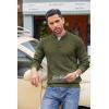 COOFANDY Men’s Quarter Button Sweater Lightweight Mock Neck Pullover Sweater Fashion Casual Knitted Waffle Henley Sweater(Army Green)