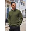 COOFANDY Men’s Quarter Button Sweater Lightweight Mock Neck Pullover Sweater Fashion Casual Knitted Waffle Henley Sweater(Army Green)