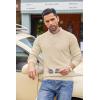 COOFANDY Men’s Quarter Button Sweater Lightweight Mock Neck Pullover Sweater Fashion Casual Knitted Waffle Henley Sweater(Beige)