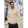 COOFANDY Men’s Quarter Button Sweater Lightweight Mock Neck Pullover Sweater Fashion Casual Knitted Waffle Henley Sweater(Beige)