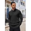 COOFANDY Men’s Quarter Button Sweater Lightweight Mock Neck Pullover Sweater Fashion Casual Knitted Waffle Henley Sweater(Black)