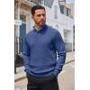 COOFANDY Men’s Quarter Button Sweater Lightweight Mock Neck Pullover Sweater Fashion Casual Knitted Waffle Henley Sweater(Blue)