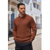 COOFANDY Men’s Quarter Button Sweater Lightweight Mock Neck Pullover Sweater Fashion Casual Knitted Waffle Henley Sweater(Caramel)