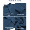 COOFANDY Men’s Quarter Button Sweater Lightweight Mock Neck Pullover Sweater Fashion Casual Knitted Waffle Henley Sweater(Dark Blue)