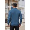COOFANDY Men’s Quarter Button Sweater Lightweight Mock Neck Pullover Sweater Fashion Casual Knitted Waffle Henley Sweater(Dark Blue)