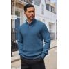 COOFANDY Men’s Quarter Button Sweater Lightweight Mock Neck Pullover Sweater Fashion Casual Knitted Waffle Henley Sweater(Dark Blue)