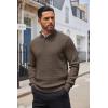 COOFANDY Men’s Quarter Button Sweater Lightweight Mock Neck Pullover Sweater Fashion Casual Knitted Waffle Henley Sweater(Dark Coffee)
