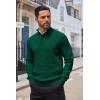 COOFANDY Men’s Quarter Button Sweater Lightweight Mock Neck Pullover Sweater Fashion Casual Knitted Waffle Henley Sweater(Dark Green)