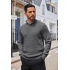 COOFANDY Men’s Quarter Button Sweater Lightweight Mock Neck Pullover Sweater Fashion Casual Knitted Waffle Henley Sweater(Dark Grey)
