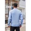 COOFANDY Men’s Quarter Button Sweater Lightweight Mock Neck Pullover Sweater Fashion Casual Knitted Waffle Henley Sweater(Light Blue)