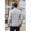COOFANDY Men’s Quarter Button Sweater Lightweight Mock Neck Pullover Sweater Fashion Casual Knitted Waffle Henley Sweater(Light Grey)