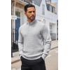 COOFANDY Men’s Quarter Button Sweater Lightweight Mock Neck Pullover Sweater Fashion Casual Knitted Waffle Henley Sweater(Light Grey)