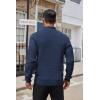 COOFANDY Men’s Quarter Button Sweater Lightweight Mock Neck Pullover Sweater Fashion Casual Knitted Waffle Henley Sweater(Navy Blue)