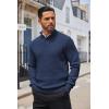 COOFANDY Men’s Quarter Button Sweater Lightweight Mock Neck Pullover Sweater Fashion Casual Knitted Waffle Henley Sweater(Navy Blue)