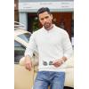 COOFANDY Men’s Quarter Button Sweater Lightweight Mock Neck Pullover Sweater Fashion Casual Knitted Waffle Henley Sweater(White)