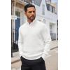 COOFANDY Men’s Quarter Button Sweater Lightweight Mock Neck Pullover Sweater Fashion Casual Knitted Waffle Henley Sweater(White)