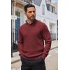 COOFANDY Men’s Quarter Button Sweater Lightweight Mock Neck Pullover Sweater Fashion Casual Knitted Waffle Henley Sweater(Wine Red)