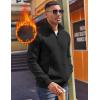 COOFANDY Mens Quarter Zip Pullover Fleece Lined Sweatshirts Long Sleeve Mock Neck Sweater with Pocket(Black)