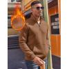 COOFANDY Mens Quarter Zip Pullover Fleece Lined Sweatshirts Long Sleeve Mock Neck Sweater with Pocket(Brown)