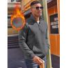 COOFANDY Mens Quarter Zip Pullover Fleece Lined Sweatshirts Long Sleeve Mock Neck Sweater with Pocket(Grey)