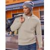 COOFANDY Mens Quarter Zip Pullover Fleece Lined Sweatshirts Long Sleeve Mock Neck Sweater with Pocket(Khaki)