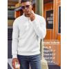 COOFANDY Mens Quarter Zip Pullover Fleece Lined Sweatshirts Long Sleeve Mock Neck Sweater with Pocket(White)