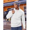 COOFANDY Mens Quarter Zip Pullover Fleece Lined Sweatshirts Long Sleeve Mock Neck Sweater with Pocket(White)