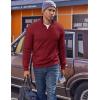 COOFANDY Mens Quarter Zip Pullover Fleece Lined Sweatshirts Long Sleeve Mock Neck Sweater with Pocket(Wine Red)