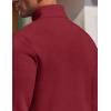 COOFANDY Mens Quarter Zip Pullover Fleece Lined Sweatshirts Long Sleeve Mock Neck Sweater with Pocket(Wine Red)