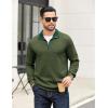 COOFANDY Mens Quarter Zip Pullover Mock Neck Quilted Sweatshirt Casual Long Sleeve Polo Sweater(Army Green)