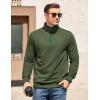 COOFANDY Mens Quarter Zip Pullover Mock Neck Quilted Sweatshirt Casual Long Sleeve Polo Sweater(Army Green)